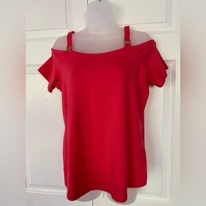 MICHAEL Michael Kors Off Shoulder Top Shirt Short Sleeve Red size Small
